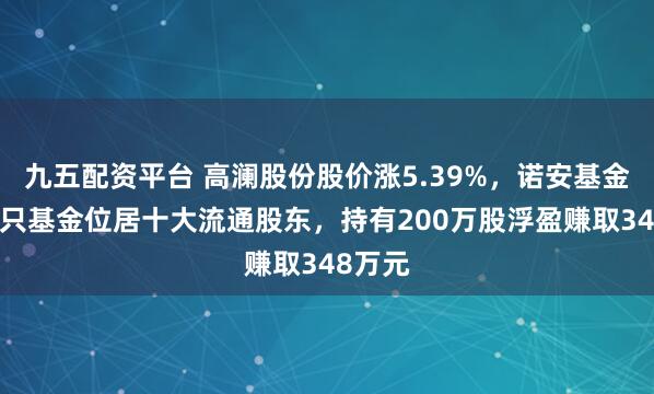 九五配资平台 高澜股份股价涨5.39%，诺安基金旗下1只基金位居十大流通股东，持有200万股浮盈赚取348万元